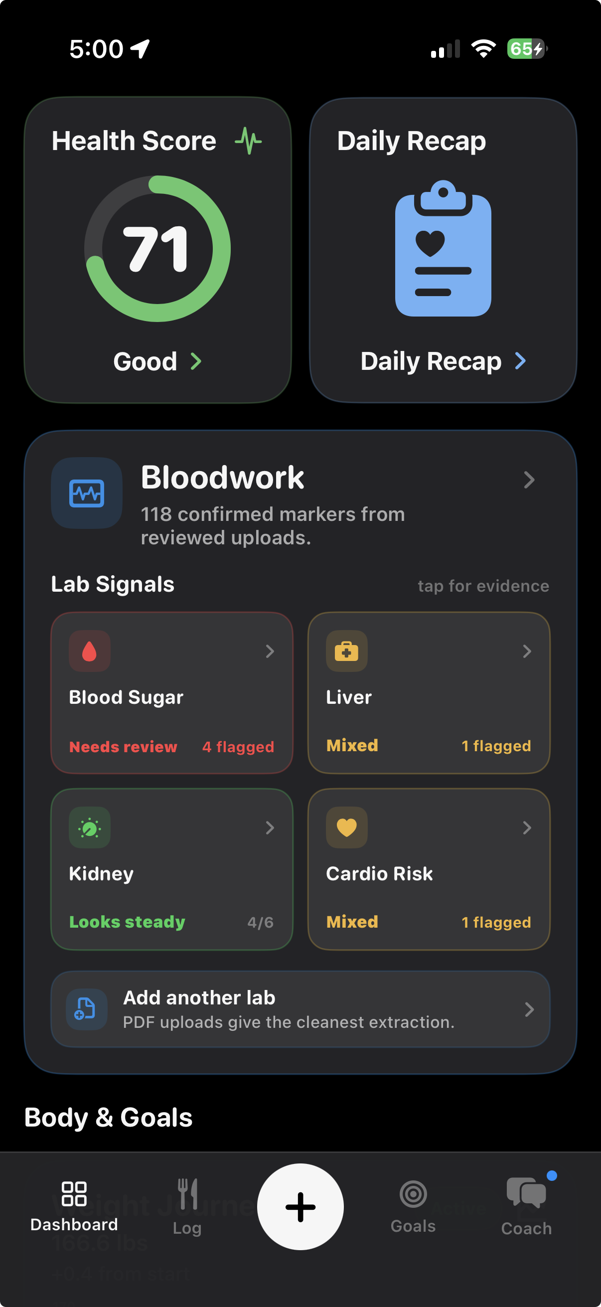 ForkYa! health score screen